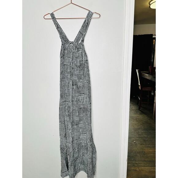 PROENZA SCHOULER WHITE LABEL Black Printed Square Neck Flou Wrap Dress Size 4 - Picture 4 of 11